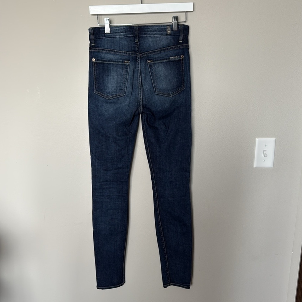 7 for All Mankind High Waist Skinny Jeans Sz 26 EUC Lightly Distressed Med Wash - Picture 5 of 14